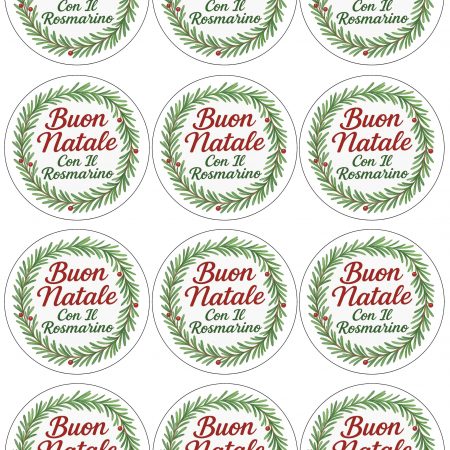 [Kit] Targhette Buon Natale Con Il Rosmarino (12 pezzi su foglio A4)