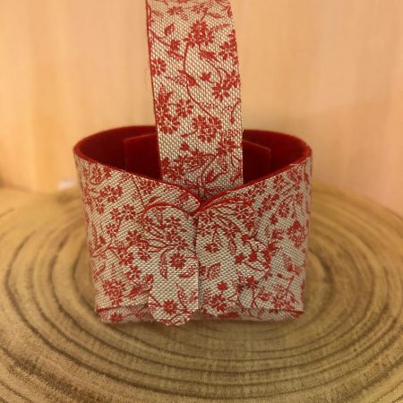 [Fustelle] Cestino In Feltro Accoppiato (Fiorellini Rossi)