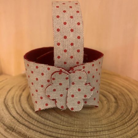 [Fustelle] Cestino In Feltro Accoppiato (Pois Rosso)