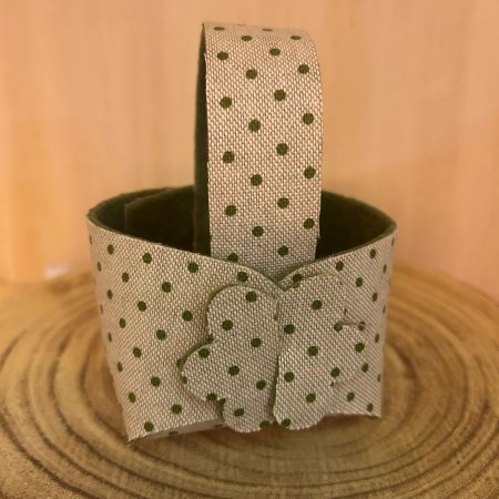 [Fustelle] Cestino In Feltro Accoppiato (Pois Verde)