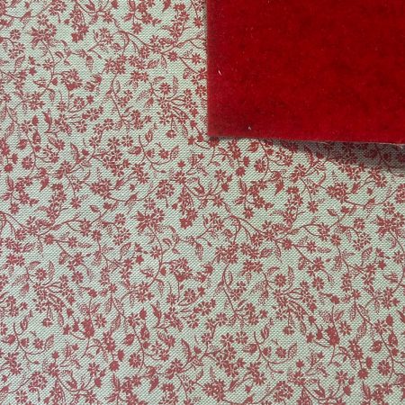 [Feltro] Feltro Accoppiato Fiorellini Rossi 25x150cm Per 5 Cestini